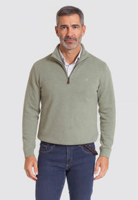 Jersey Media cremallera en color verde hoja