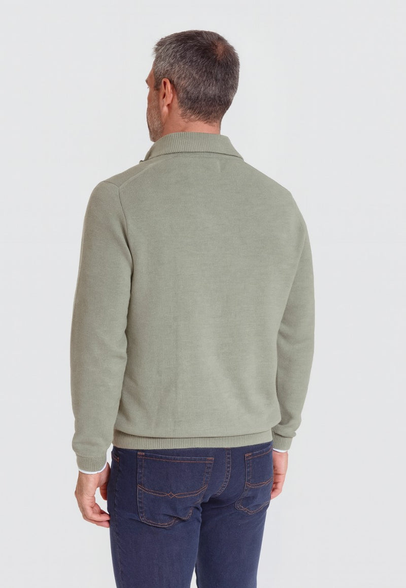 Jersey Media cremallera en color verde hoja