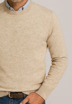 Jersey de Cashmere Touch beige de hombre en tallas desde la S a la 5XL
