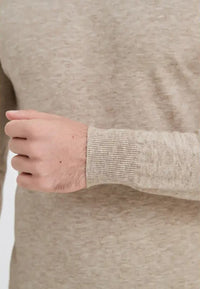 Jersey de Cashmere Touch Beige de hombre en tallas desde la 2XL a la 5XL