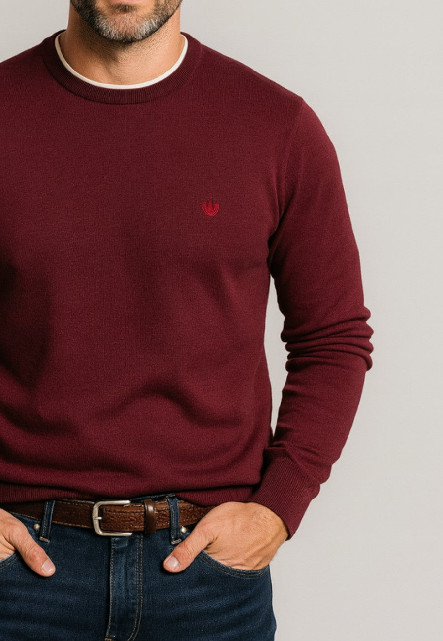 Jersey Básico cuello redondo en color Burdeos