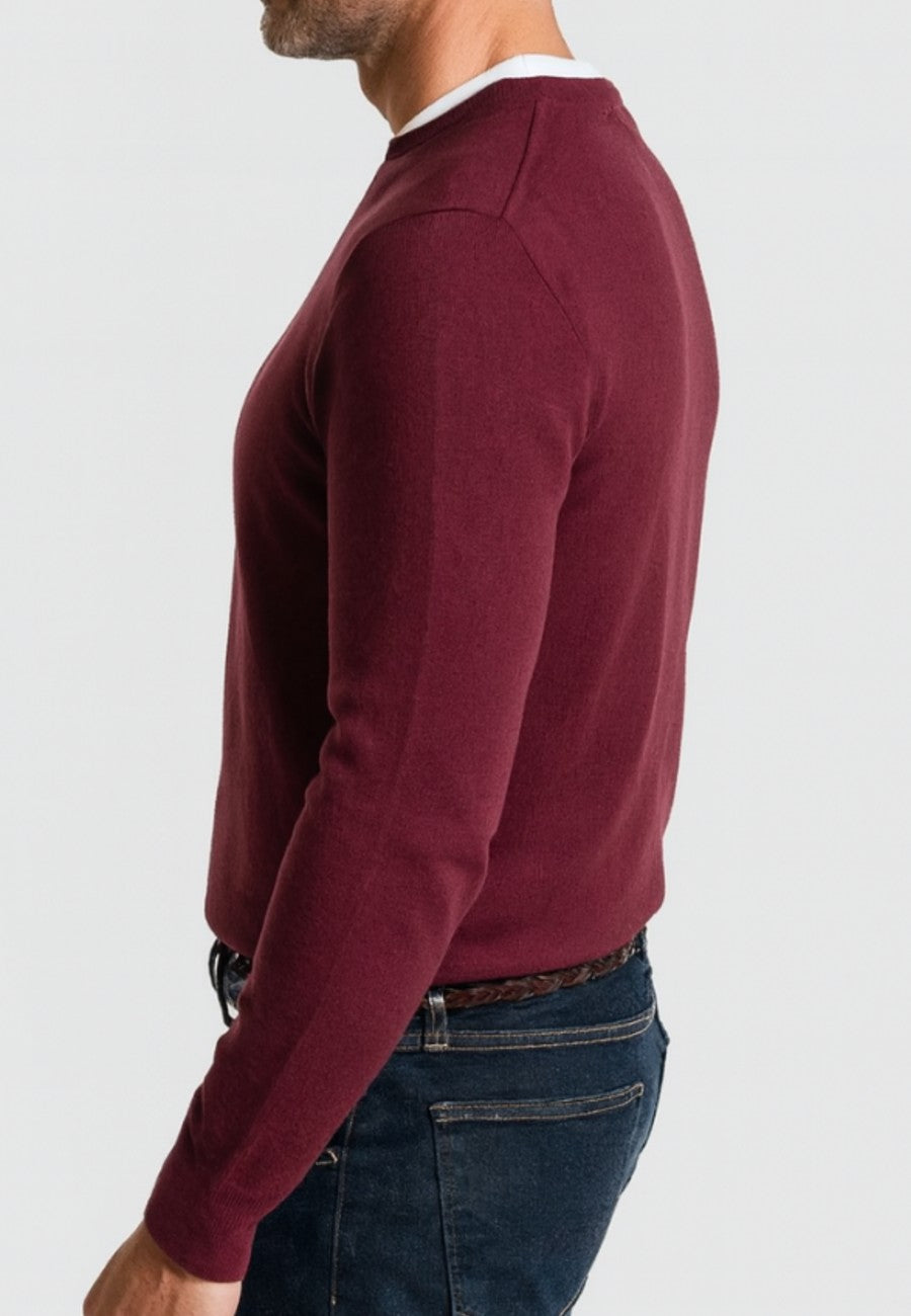 Jersey Básico cuello redondo en color Burdeos