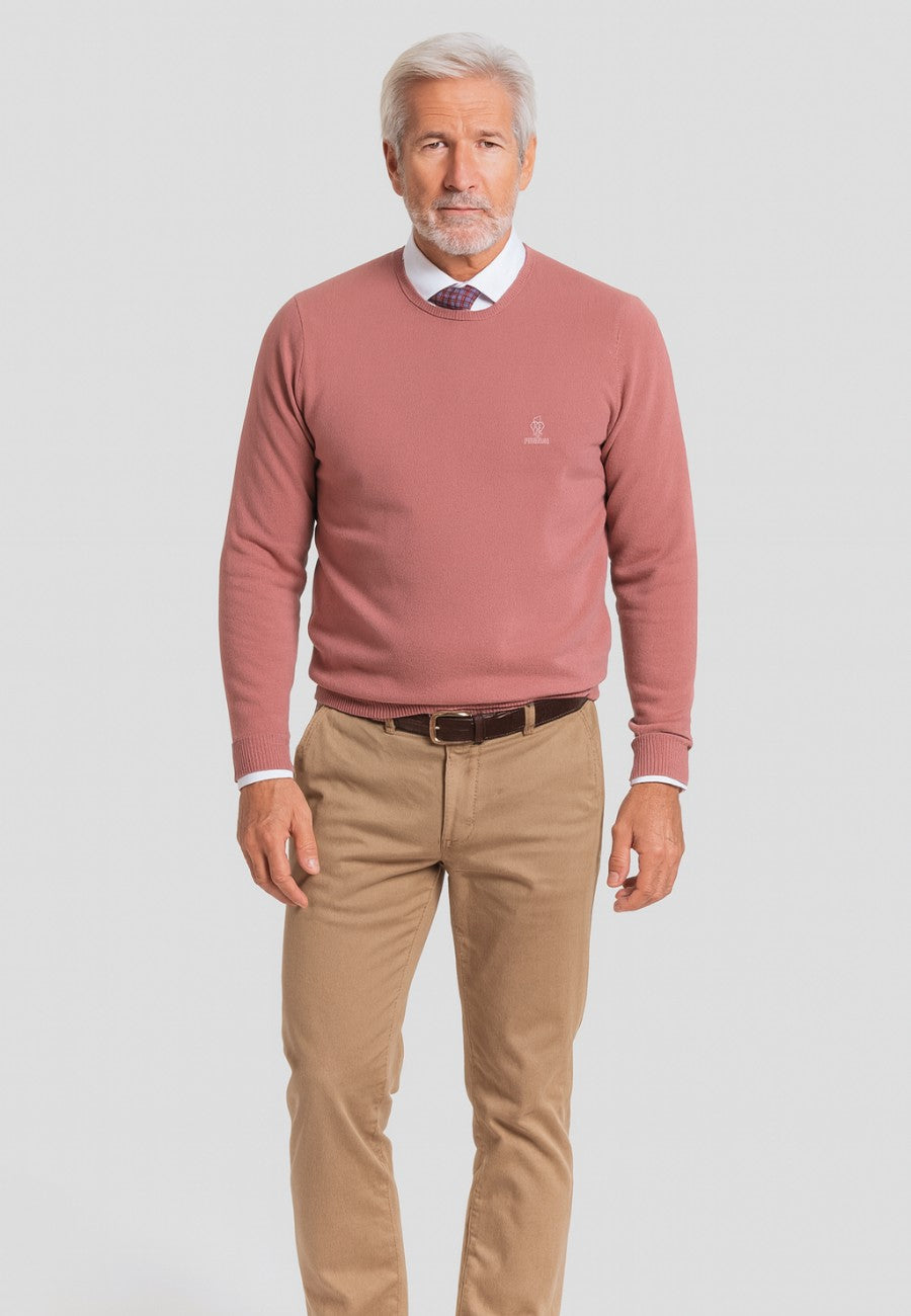 Jersey Básico de cuello redondo color maquillaje