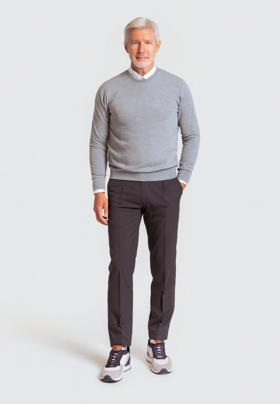 Jersey Básico de cuello redondo color gris