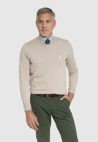 Jersey Básico cuello redondo en color hueso