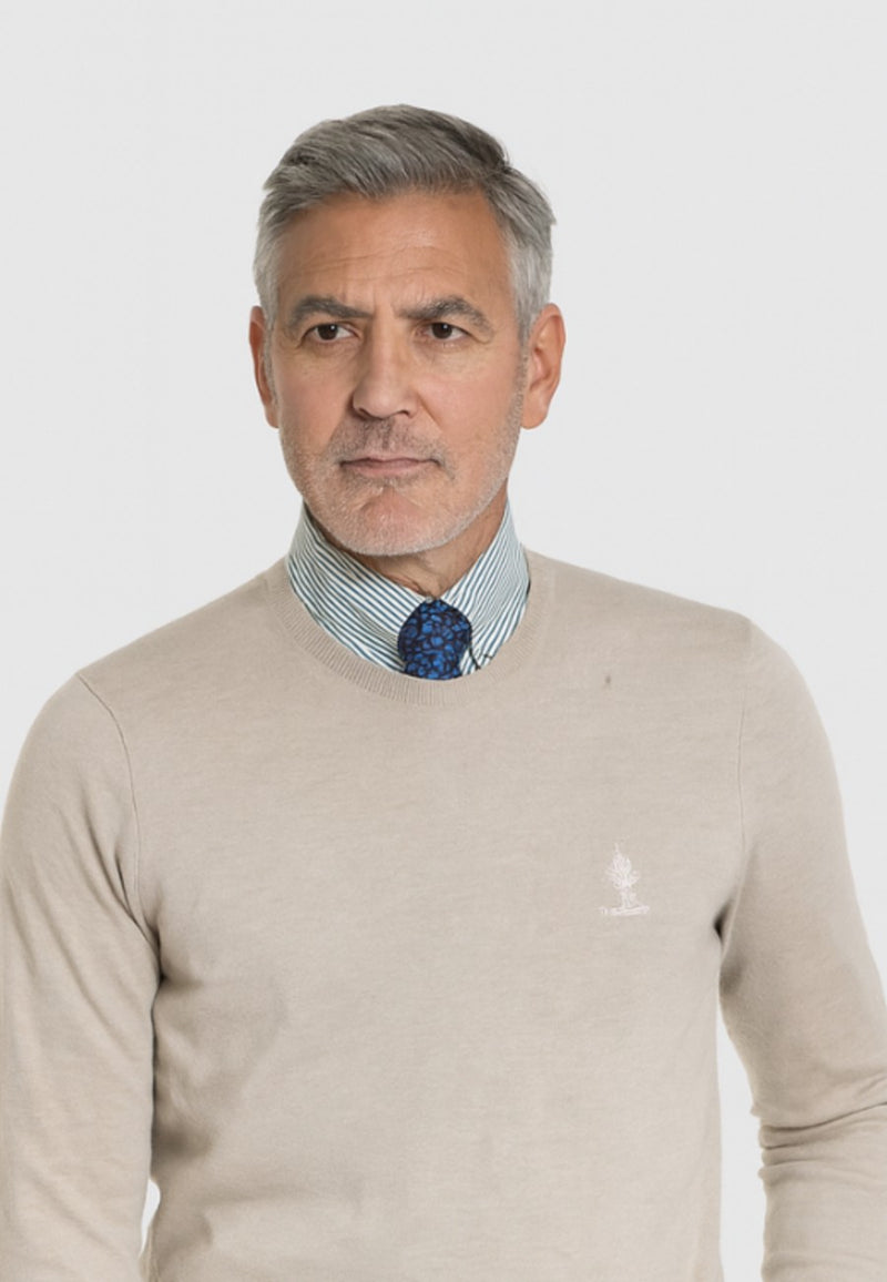 Jersey Básico cuello redondo en color hueso