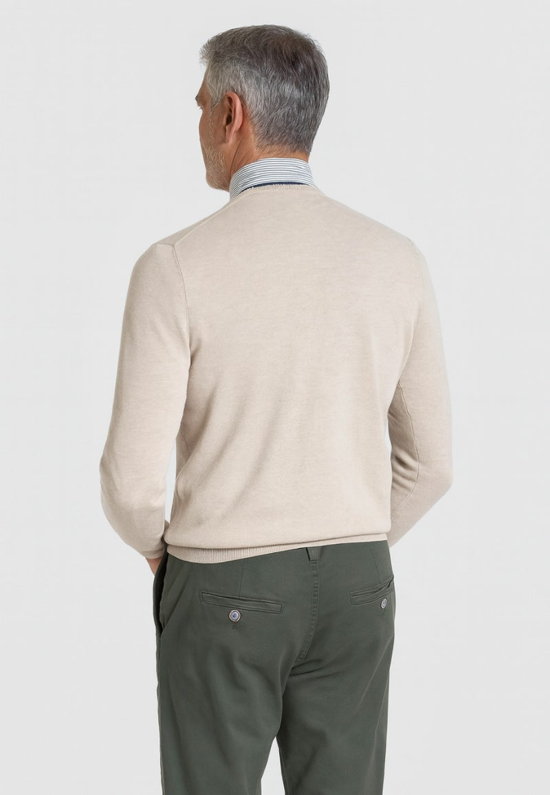 Jersey Básico cuello redondo en color hueso