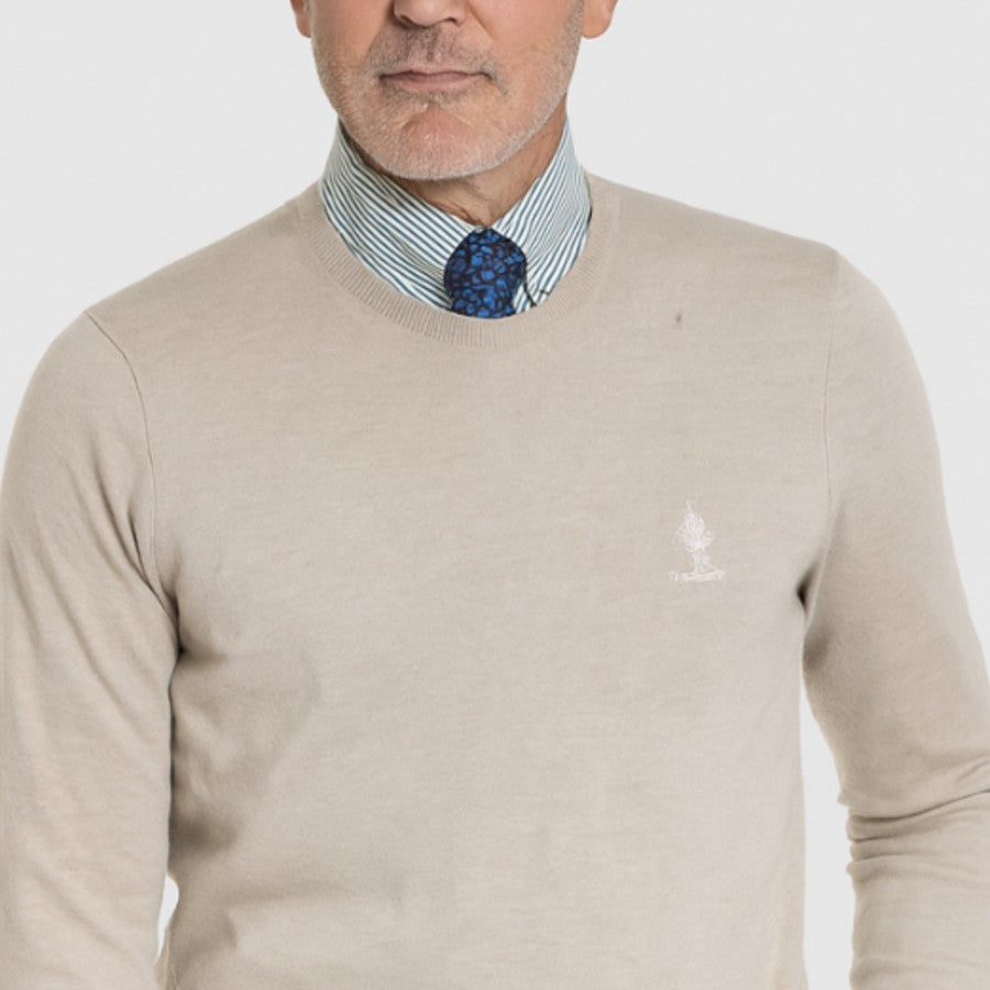 Jersey Básico cuello redondo en color hueso