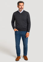 Jersey de punto con cuello de pico para hombre