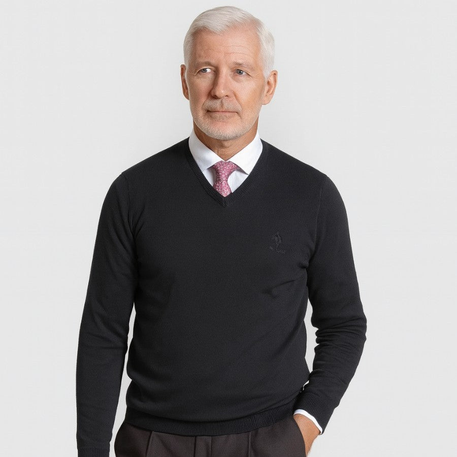 Jersey Básico cuello de pico en color azul marino