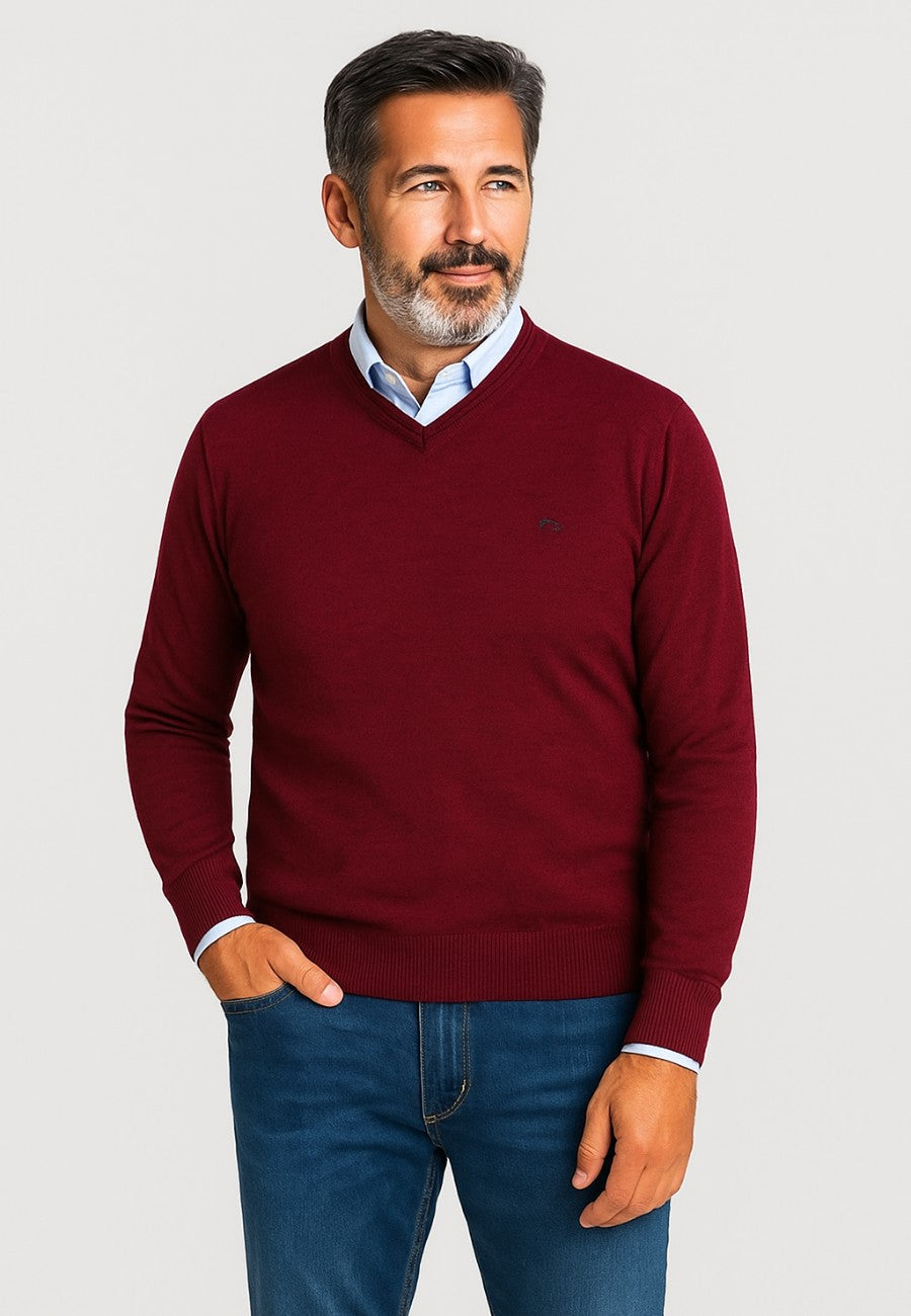 Jersey de punto con cuello de pico para hombre
