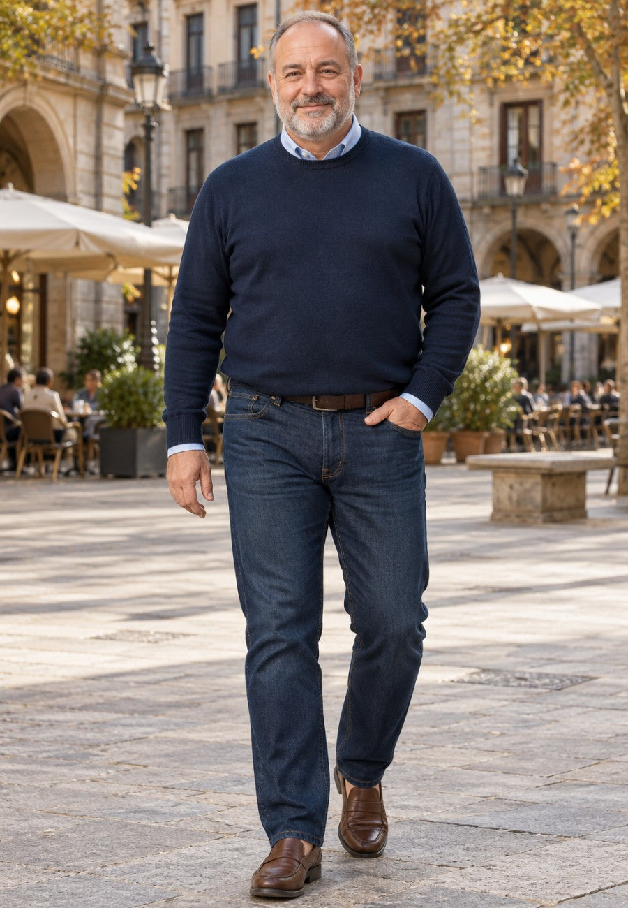 Jersey de Cashmere Touch Marino de hombre en tallas desde la 2XL a la 5XL