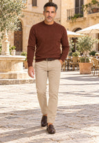 Jersey de Cashmere Touch marron de hombre en tallas desde la 2XL a la 5XL