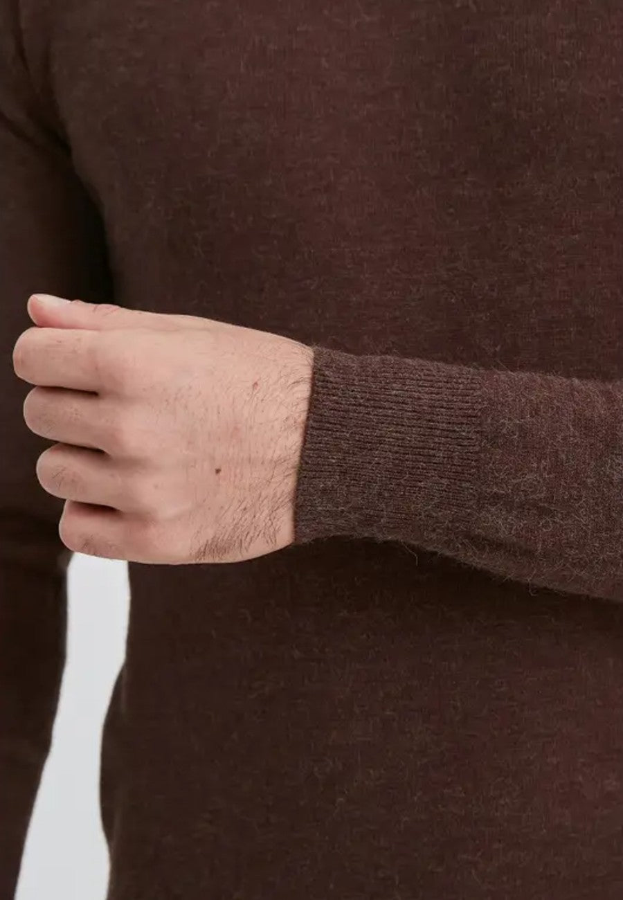 Jersey de Cashmere Touch marron de hombre en tallas desde la 2XL a la 5XL