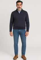 Jersey de punto de media cremallera gris oscuro