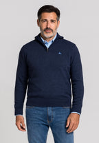 Jersey de punto de media cremallera azul marino