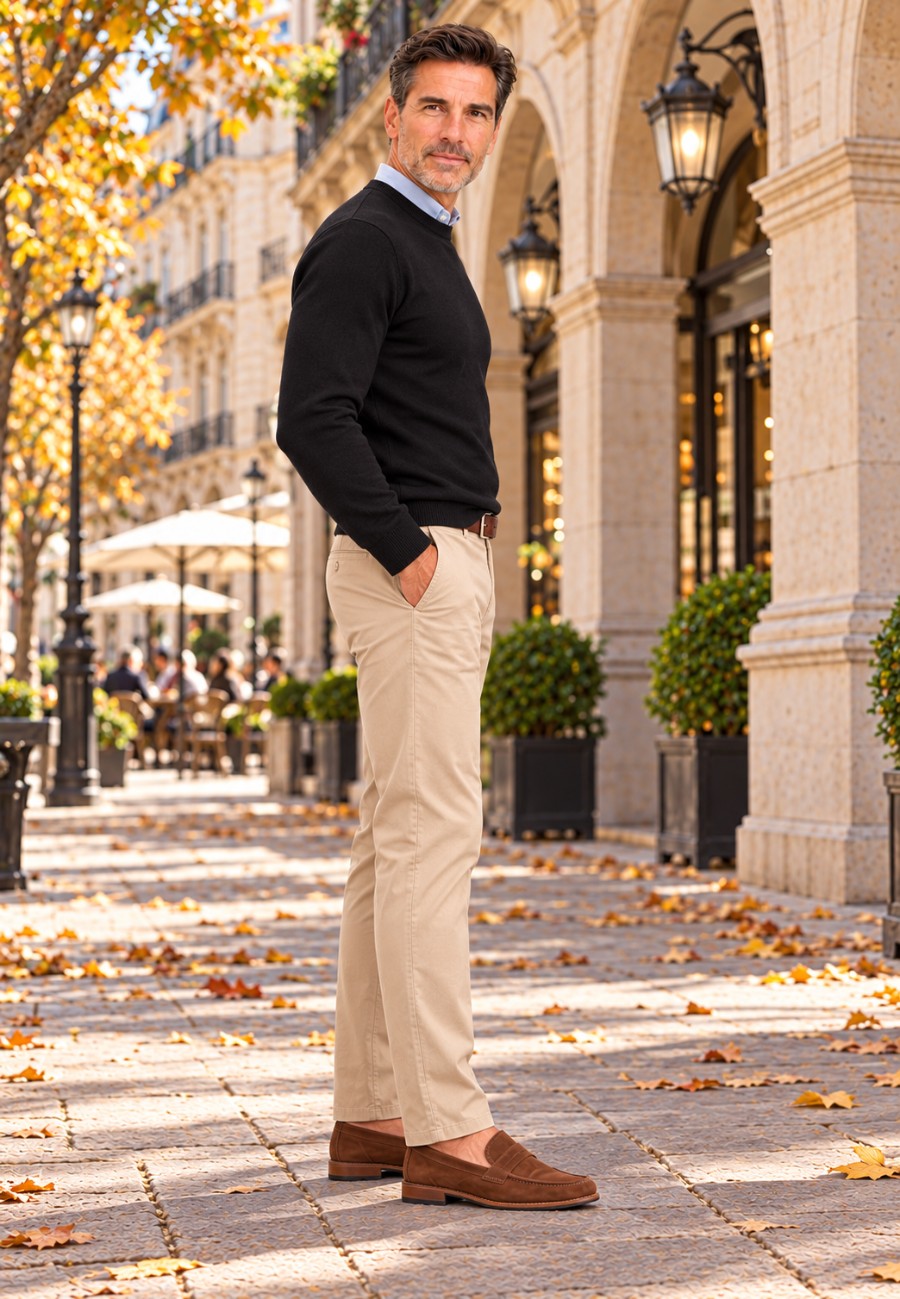 Jersey de Cashmere Touch Negro de hombre en tallas desde la S a la 5XL