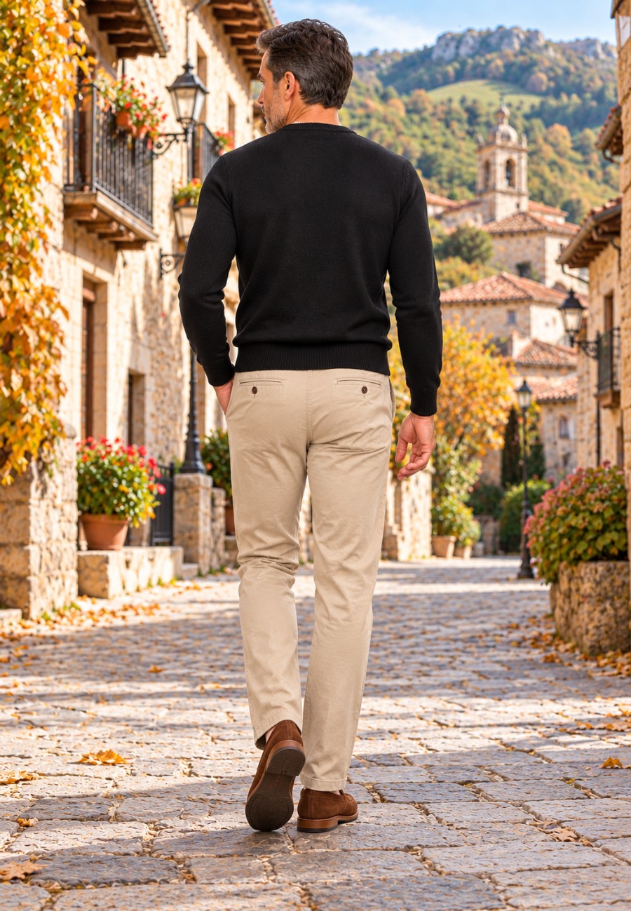 Jersey de Cashmere Touch Negro de hombre en tallas desde la S a la 5XL