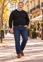 Jersey de Cashmere Touch Negro de hombre en tallas desde la S a la 5XL