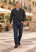 Jersey cuello de pico Cashmere Touch Color Antracita