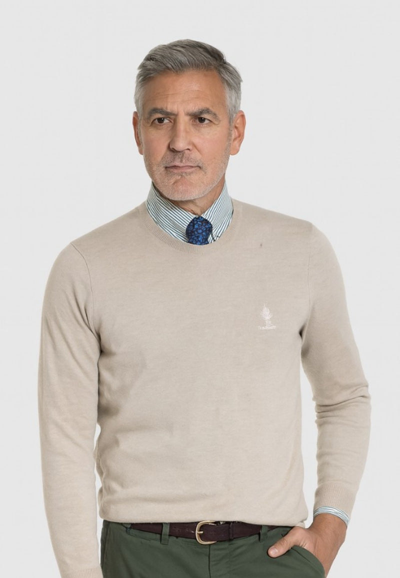 Jersey Básico cuello redondo en color hueso