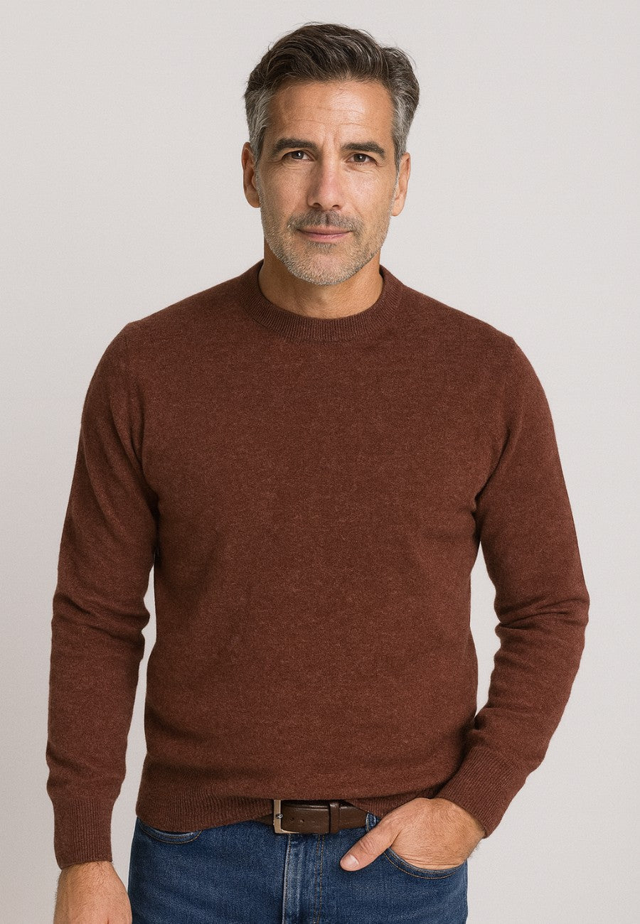 Jersey de Cashmere Touch marron de hombre en tallas desde la 2XL a la 5XL