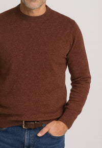 Jersey de Cashmere Touch marron de hombre en tallas desde la 2XL a la 5XL