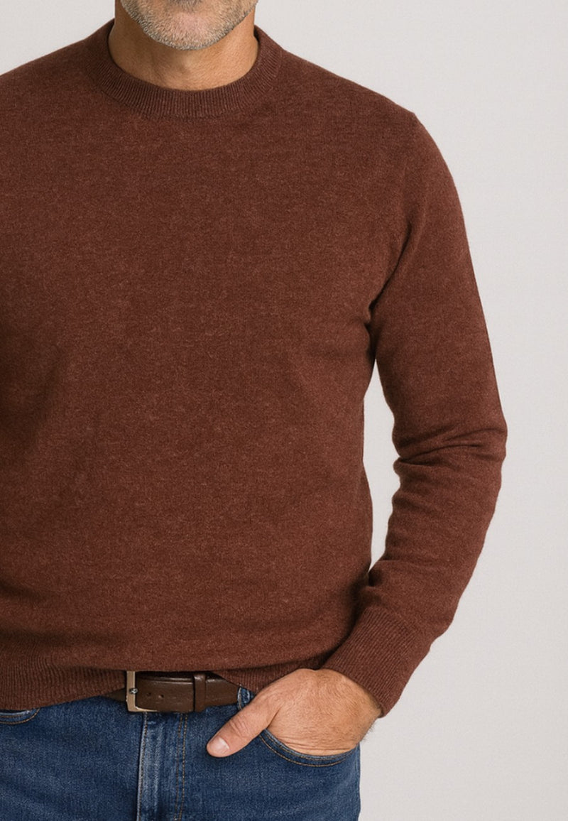 Jersey de Cashmere Touch marron de hombre en tallas desde la 2XL a la 5XL