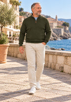 Jersey de media cremallera con tacto de cachemir color KAKI