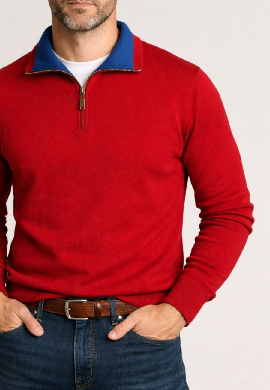 Jersey de media cremallera rojo CASHMERE TOUCH tallas 2XL a 5XL