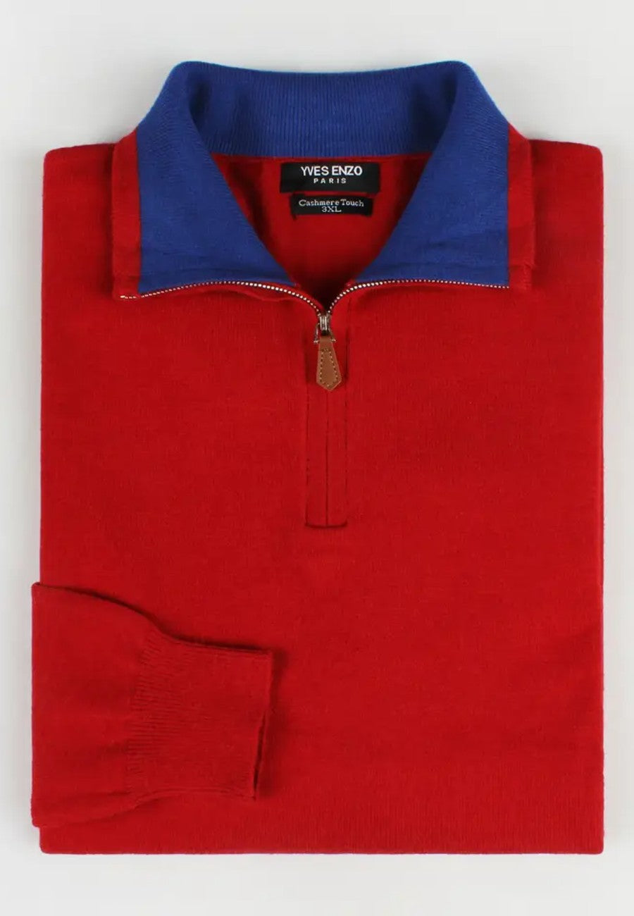 Jersey de media cremallera rojo CASHMERE TOUCH tallas 2XL a 5XL