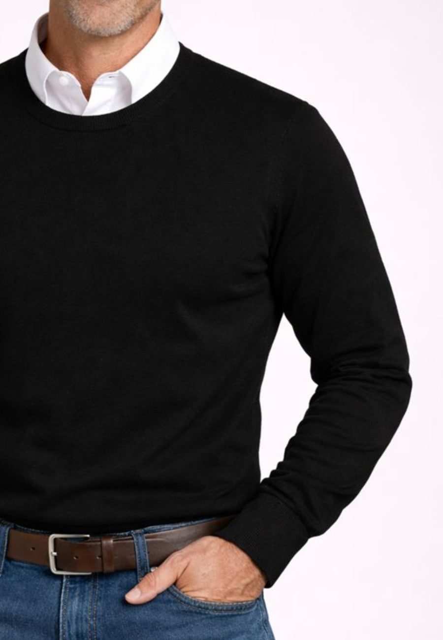 Jersey de Cashmere Touch Negro de hombre en tallas desde la 2XL a la 5XL