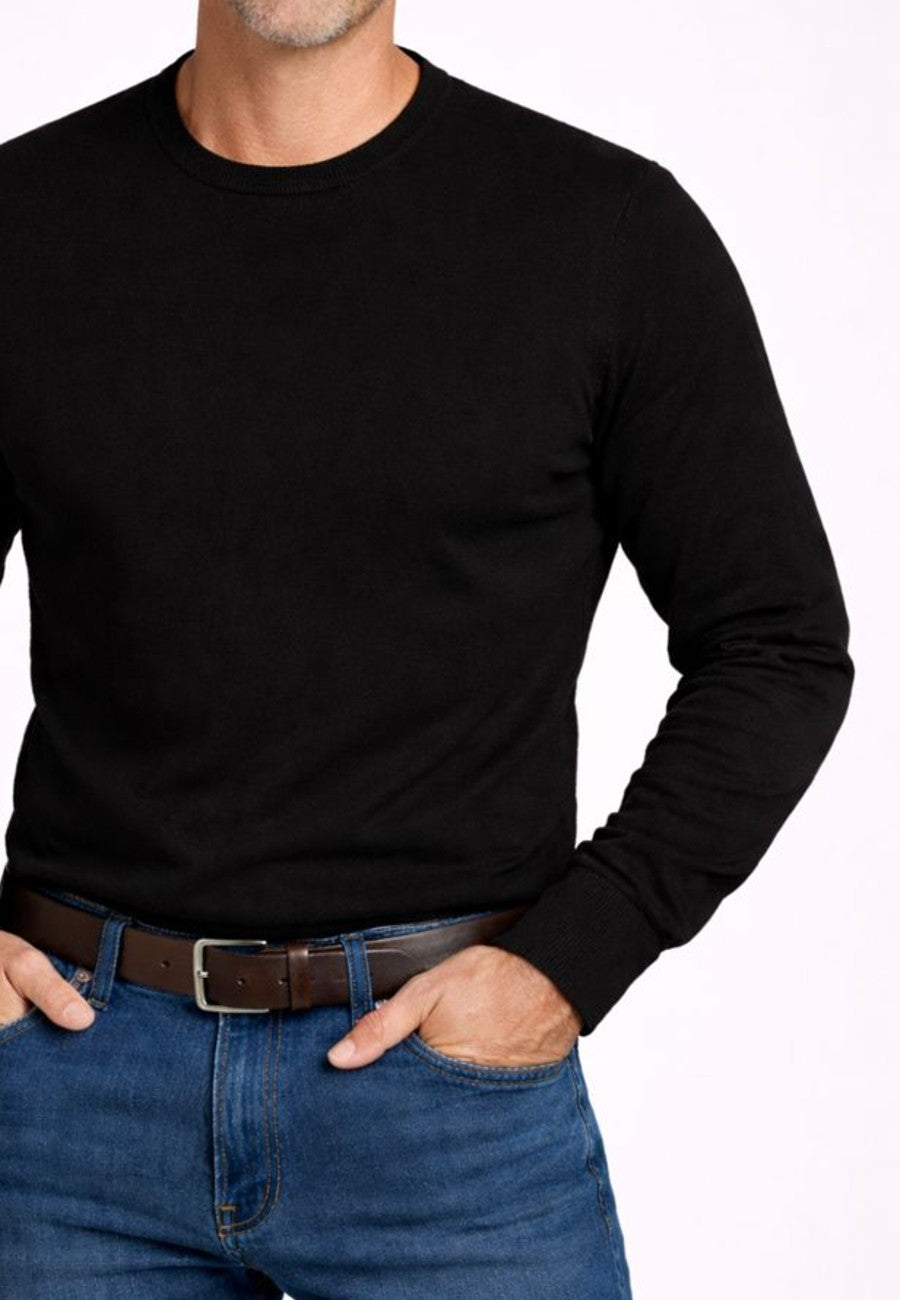 Jersey de Cashmere Touch Negro de hombre en tallas desde la 2XL a la 5XL