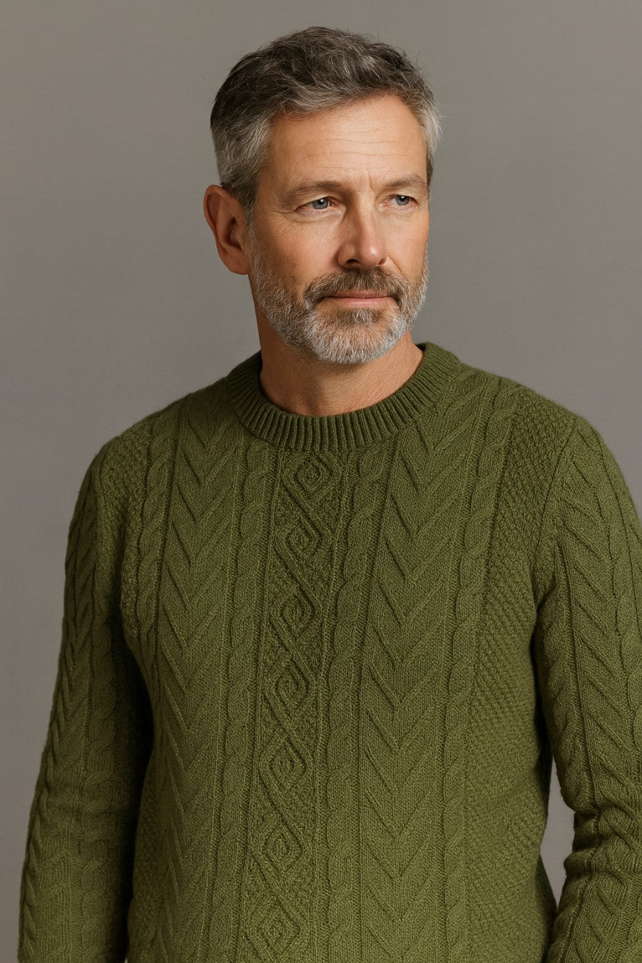 Jersey de punto trenzado en color Verde oliva
