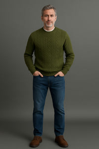 Jersey de punto trenzado en color Verde oliva