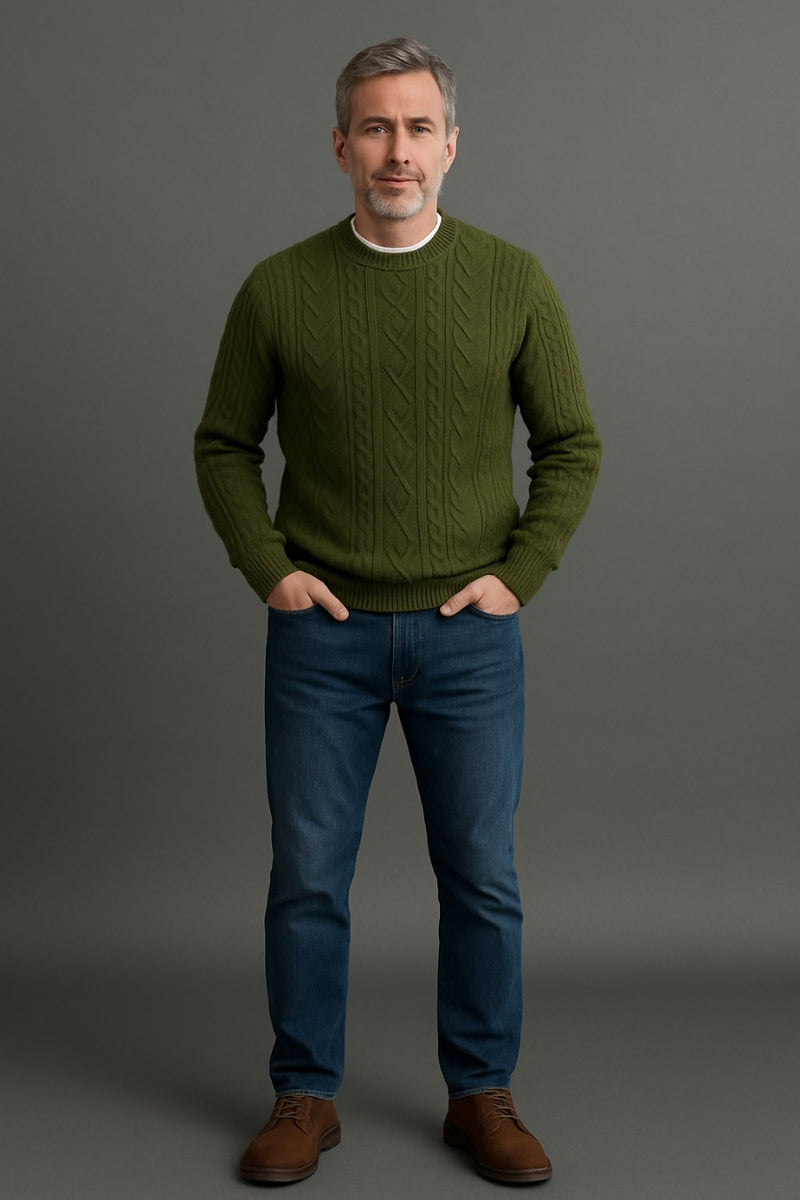 Jersey de punto trenzado en color Verde oliva