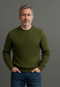 Jersey de punto trenzado en color Verde oliva