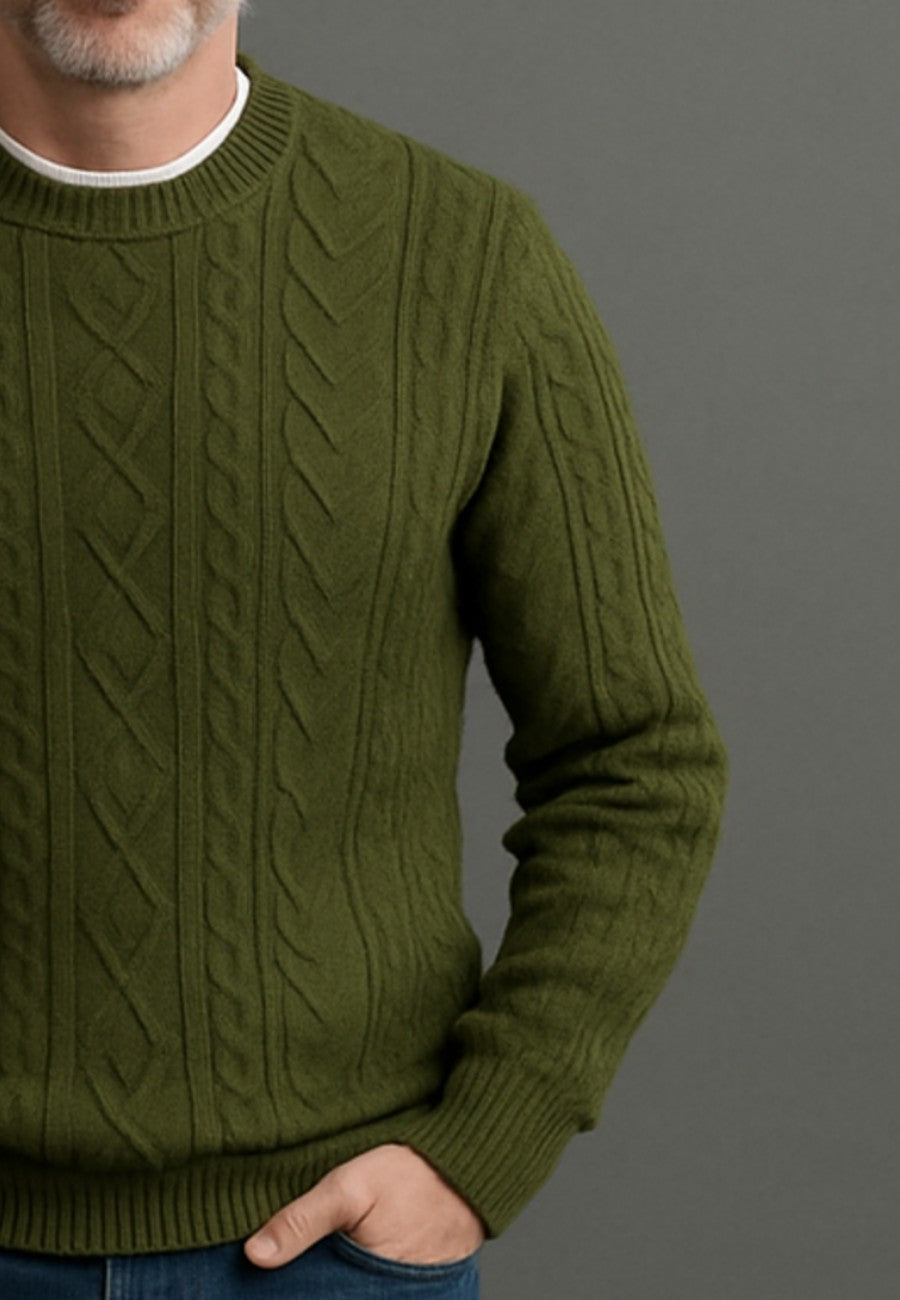 Jersey de punto trenzado en color Verde oliva