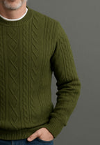 Jersey de punto trenzado en color Verde oliva