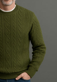 Jersey de punto trenzado en color Verde oliva