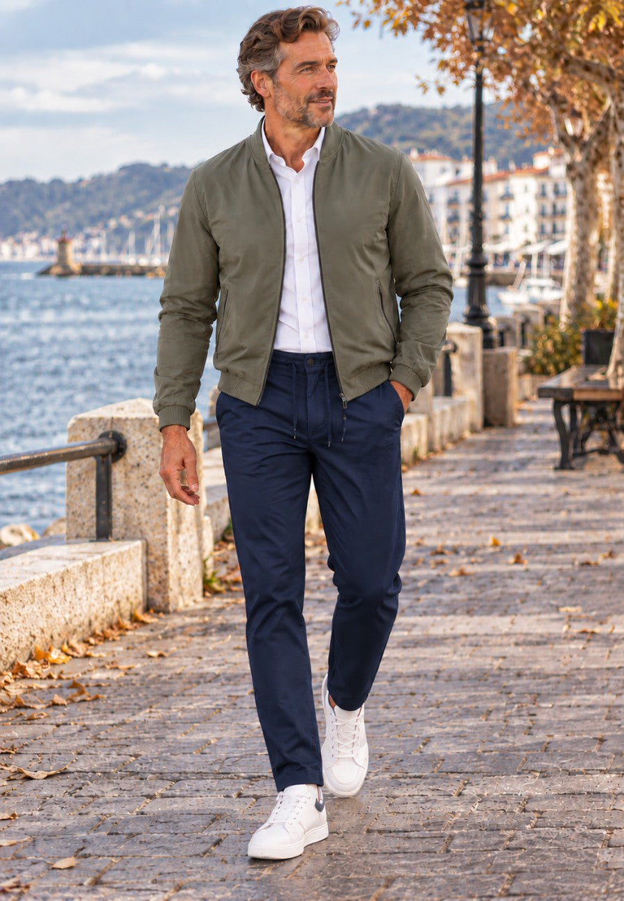 Pantalón jogger de invierno en loneta color azul marino