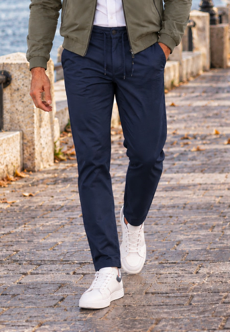 Pantalón jogger de invierno en loneta color azul marino