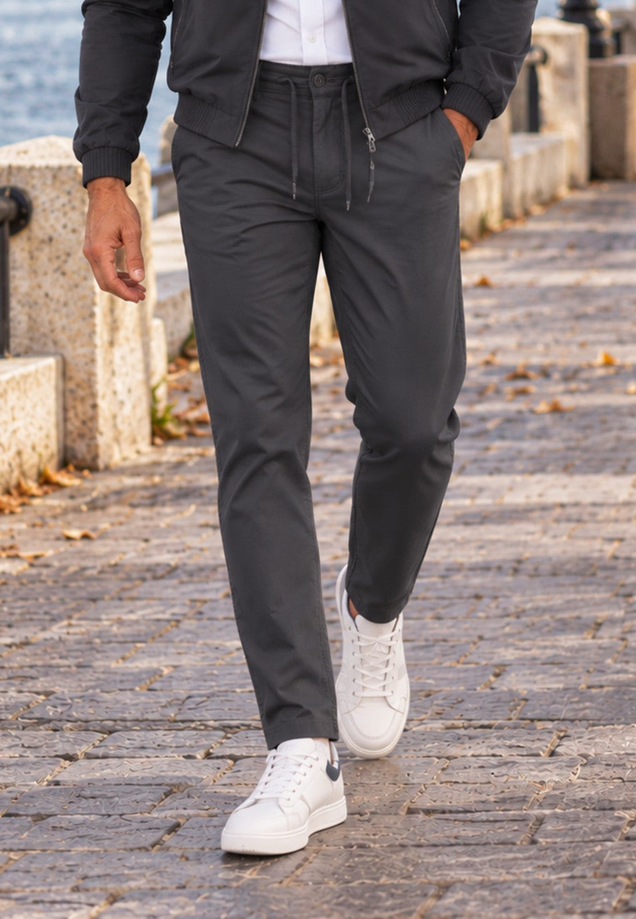 Pantalón jogger de invierno en loneta color gris oscuro