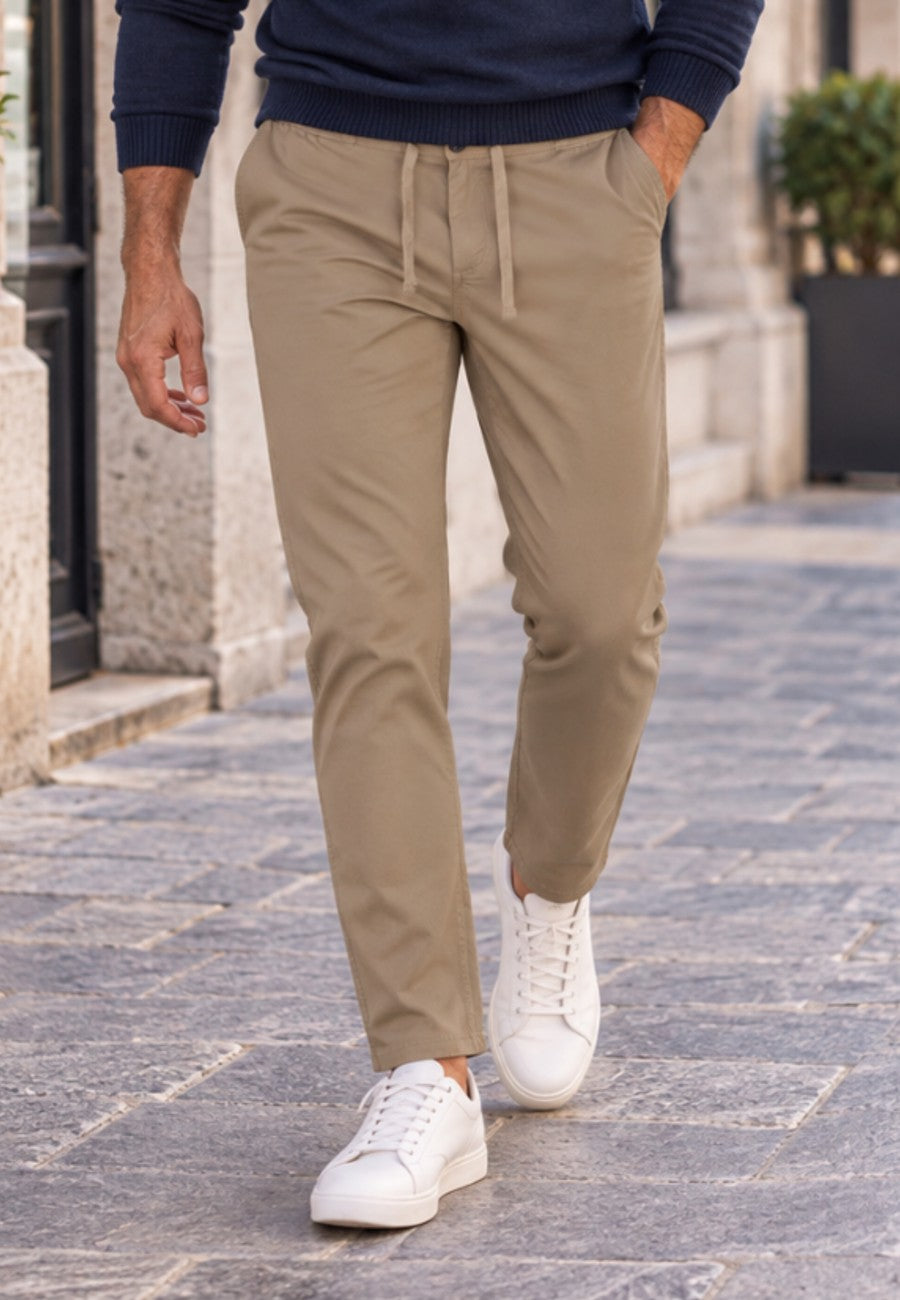 Pantalón jogger de invierno en loneta color tostado