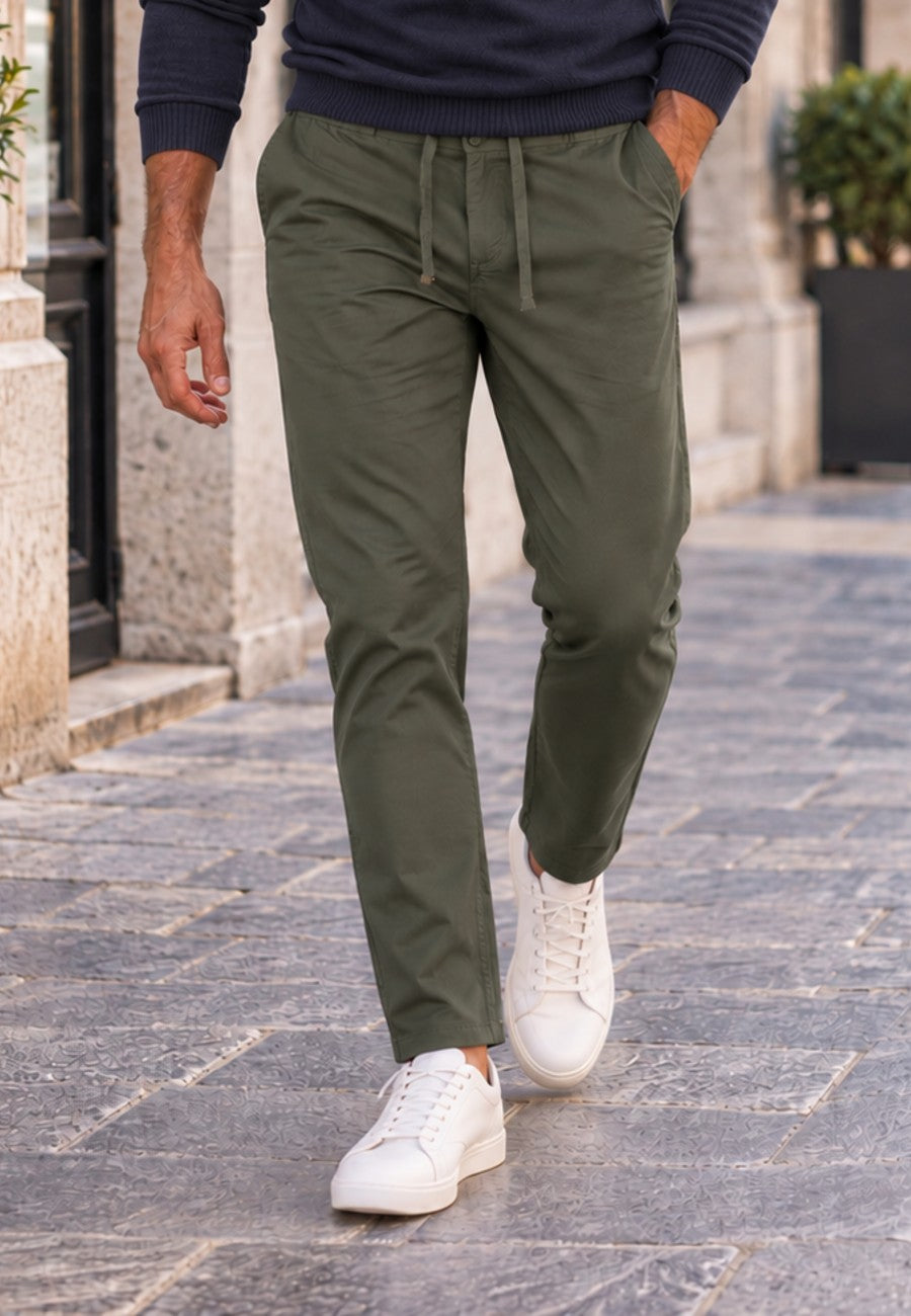 Pantalón jogger de invierno en loneta color verde tierra