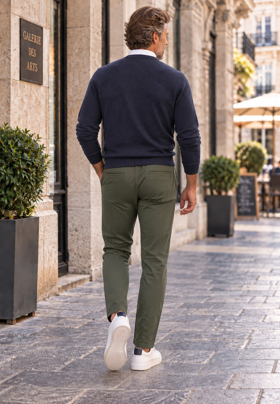 Pantalón jogger de invierno en loneta color verde tierra