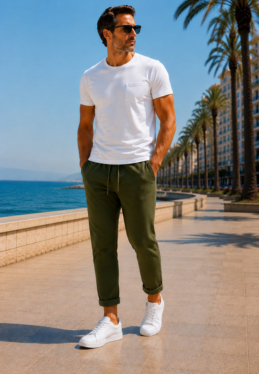 JOGGER ELÁSTICO DE TIRO ALTO DE VERANO - Color verde