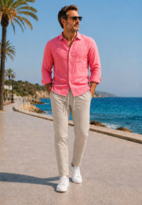 JOGGER ELASTICO DE TIRO ALTO DE VERANO - Color Beige