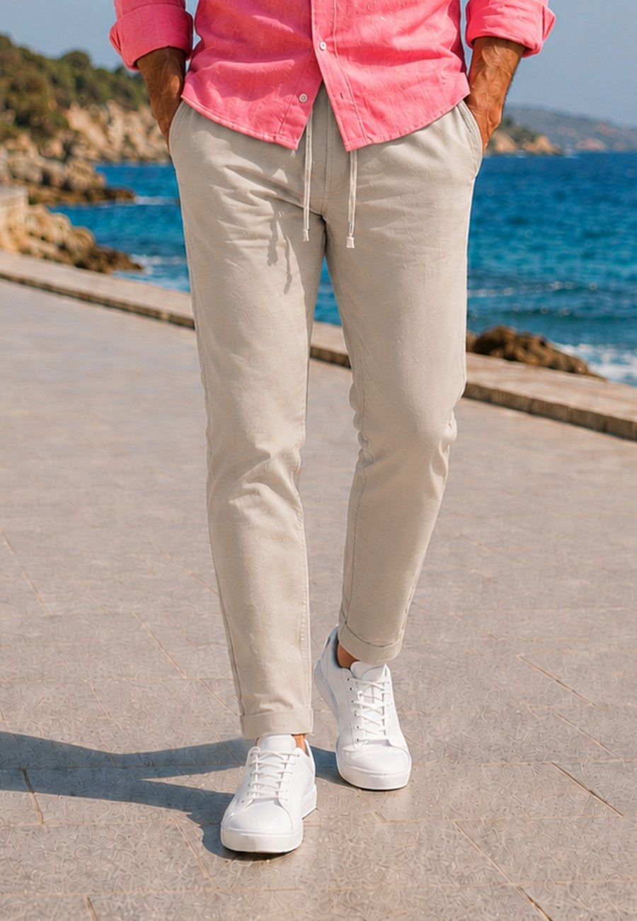 JOGGER ELASTICO DE TIRO ALTO DE VERANO - Color Beige