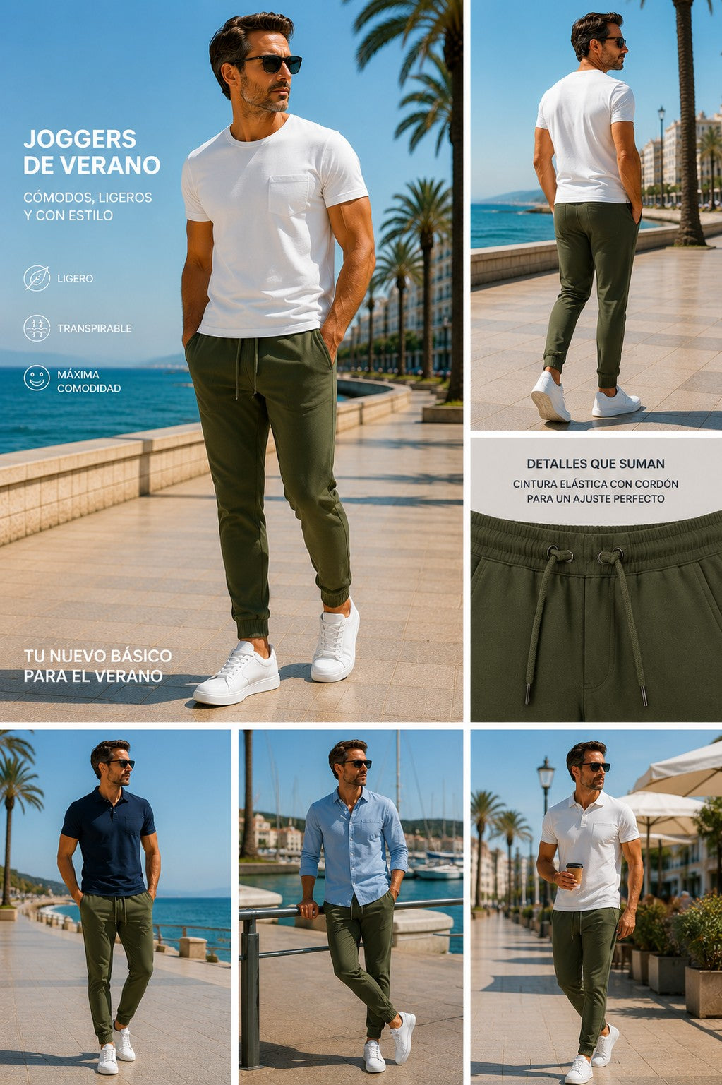 JOGGER ELÁSTICO DE TIRO ALTO DE VERANO - Color verde